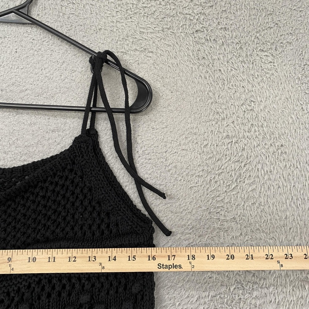 Zara Crochet‎ Tank Womens Small Black 100% Cotton Tie Strap Boho Festival Beachy - Picture 5 of 11